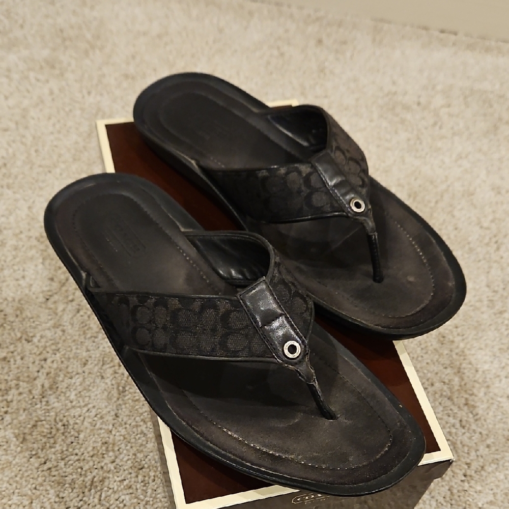 Men's Black COACH Flip Flop Sandals Size 11